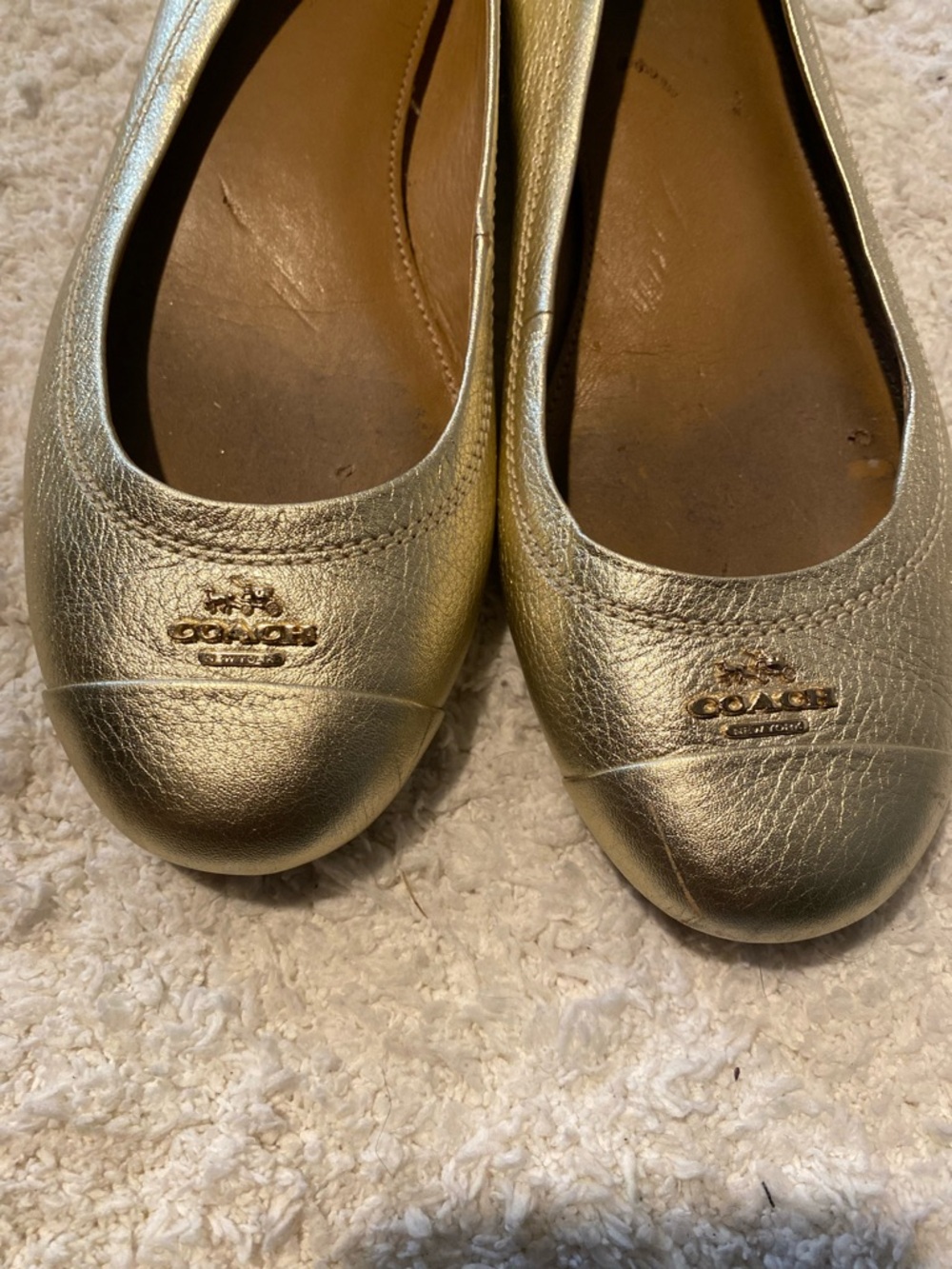 Coach Metallic Gold Leather Ballet Flats